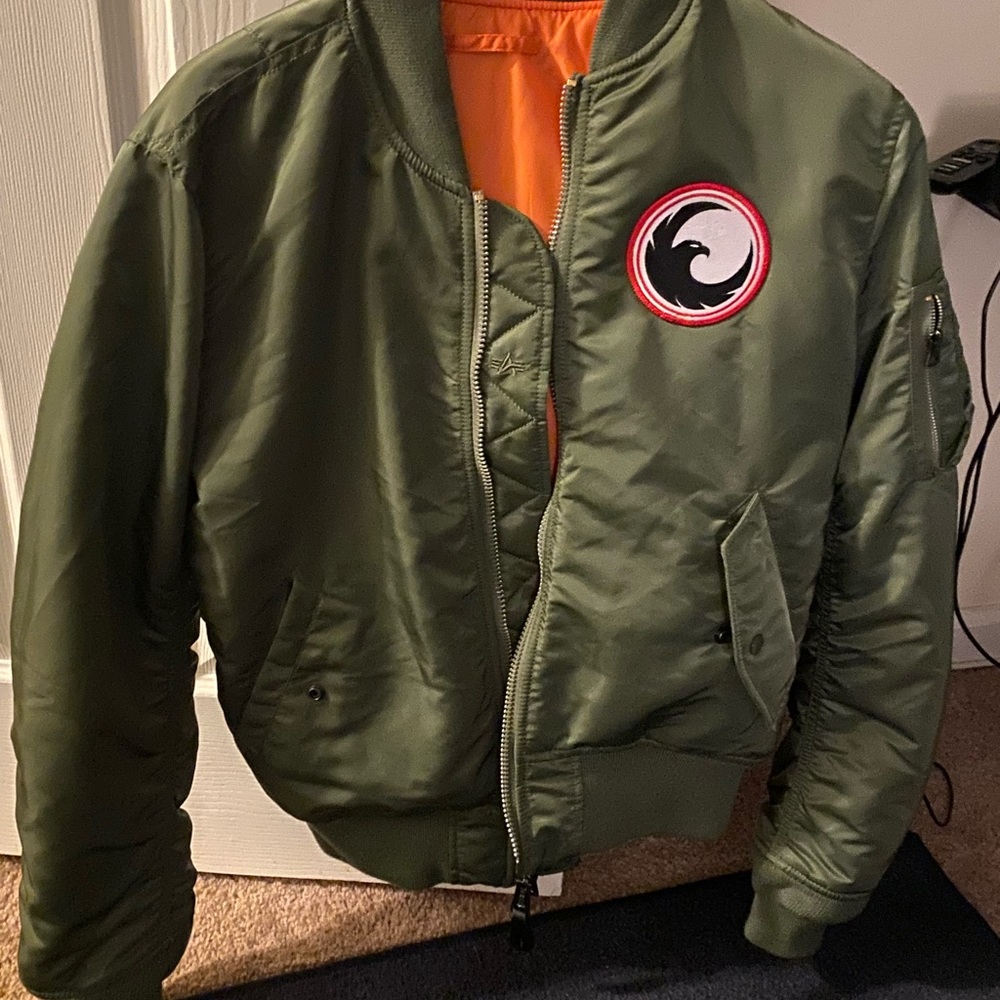 Super Cool Alpha Industries Bomber Jacket Olive Rare! Sz. M